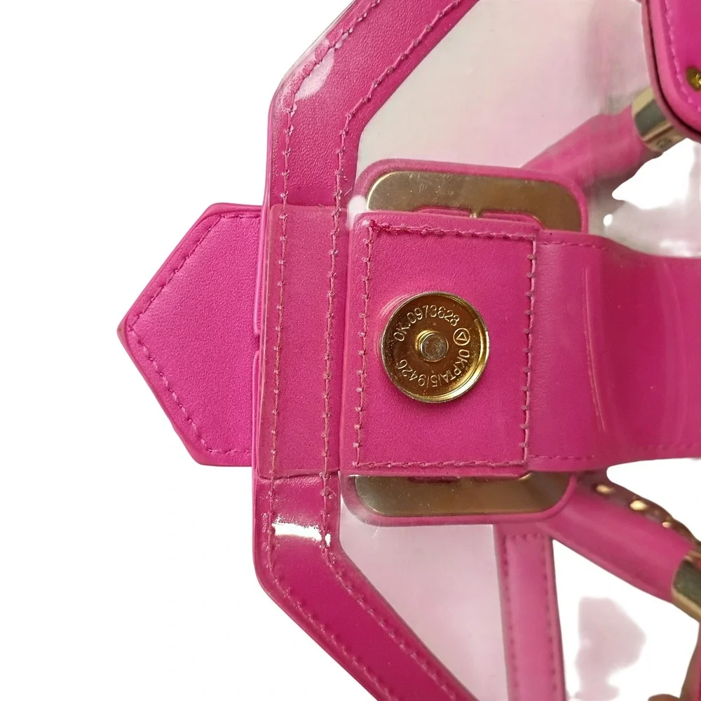 MMS Clear Satchel Bag Womens Small Hot Pink Crossbody Stadium Approved